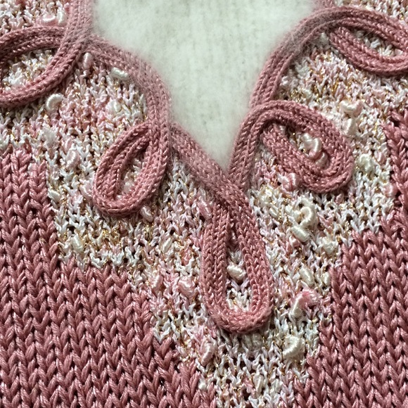VINTAGE 👌PINK KNIT SWEATER WITH ANGORA WOOL ACCENT FRANCO VALERI - Picture 8 of 9